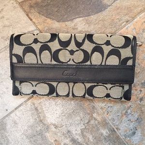 Coach signature fabric and leather wallet